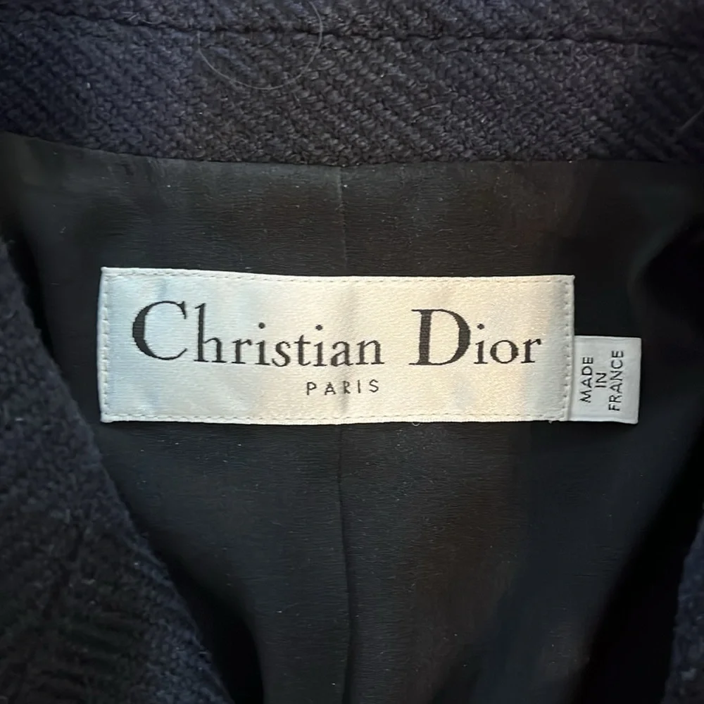 Dior black and blue plaid wool blend bar jacket